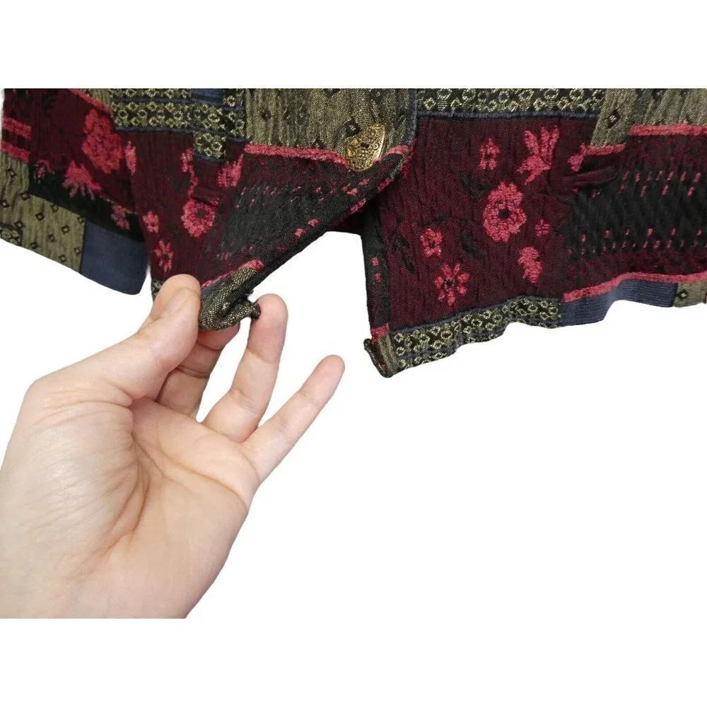 TravelSmith Patchwork Textured Jacket Button Front Cotton‎ Women's Large Petite - Picture 13 of 16